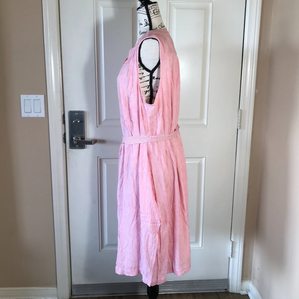 NWT LOFT Sleeveless Shirtdress Pink/White Striped - Picture 6 of 7